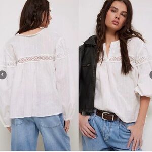 FREE PEOPLE Ella Dot Blouse size large